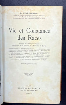 Vie et constance des races. René Martial