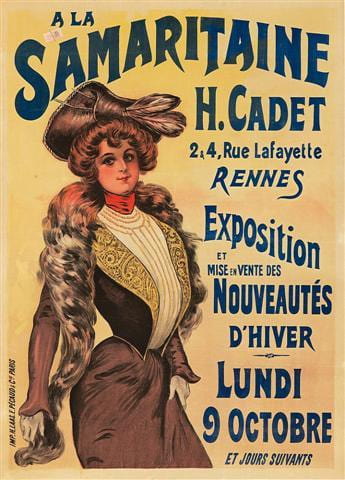 A LA SAMARITAINE
H. CADET – RENNES
EXPOSITION ET MISE EN VENTE DES NOUVEAUTES D’HIVER. 