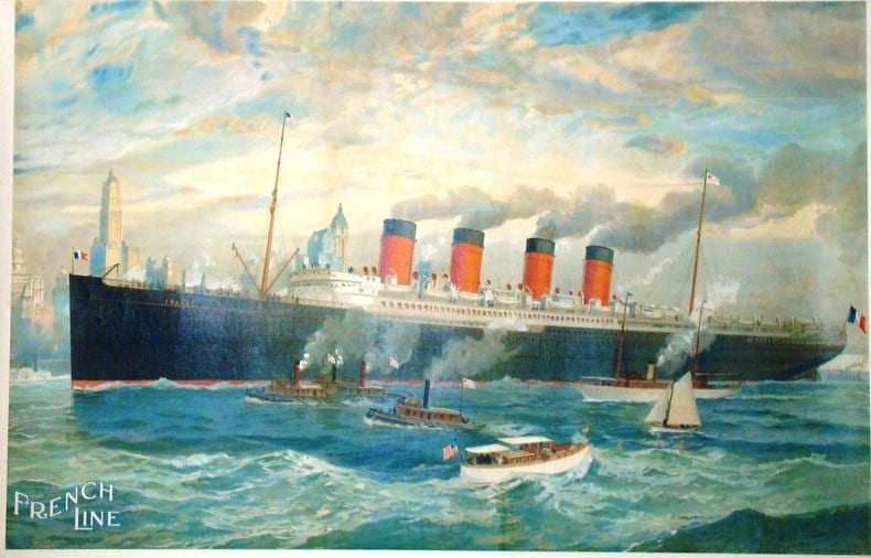 FRENCH  LINE
FRANCE
Voyage inaugural du paquebot “la France” avec son arriv&eacute;e &agrave; New York. RUMMEL Richard