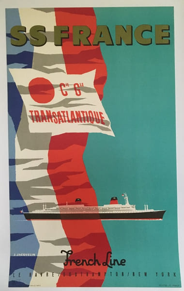SS FRANCE CGT FRENCH LINE
LE HAVRE / SOUTHAMPTON / NEW YORK. JACQUELIN J.