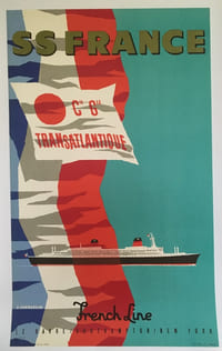 SS FRANCE CGT FRENCH LINE
LE HAVRE / SOUTHAMPTON / NEW YORK