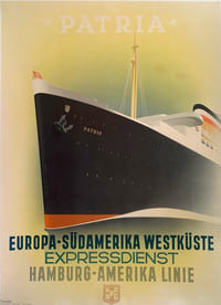 PATRIA
EUROPA-SÜDAMERIKA WESTKÜSTE
EXPRESSDIENST
HAMBURG-AMERIKA LINIE