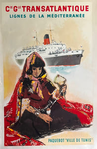 COMPAGNIE GENERALE TRANSATLANTIQUE
LIGNES DE LA MEDITERRANEE
PAQUEBOT ”VILLE DE TUNIS”