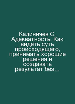 Kalinichev S. Adequacy. How to see the essence of what is happening, make good . undefined