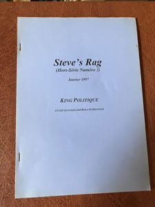 STEVE'S RAG - Janvier 1997 Hors-série N°3 King Politique étude réalisée par Roland Ernould