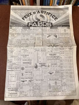 Catalogue Etablissements FABRE. Monteux (Vaucluse). Maison de pyrotechnie fondée en 1833 la plus importante de la région. FEUX D'ARTIFICE, Drapeaux & ...