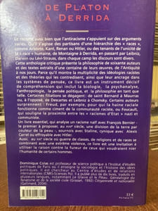 Races et racisme de Platon à Derrida. Anthologie critique