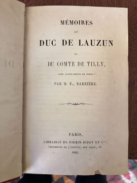 Mémoires du Duc de Lauzun et du Comte de Tilly, avec avant-propos et notes par M. Fs. Barrière. LAUZUN Duc de - BARRIERE François - [Louis XVI]