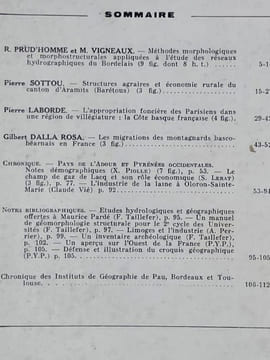 REVUE GEOGRAPHIQUE DES PYRENEES ET DU SUD-OUEST - Tome 41 Fascicule 1 - Janvier 1970. Collectif