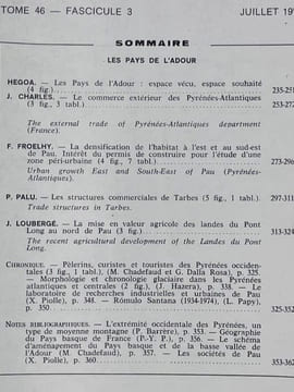 REVUE GEOGRAPHIQUE DES PYRENEES ET DU SUD-OUEST - Tome 46 Fascicule 3 - Juillet 1975. Collectif
