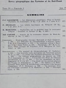 REVUE GEOGRAPHIQUE DES PYRENEES ET DU SUD-OUEST - Tome 39 Fascicule 2 - Juin 1968