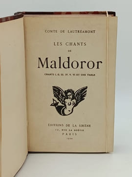 Les Chants de Maldoror. Chants I, II, III, IV, V, VI et une table. Lautréamont Isidore Ducasse Comte(de)