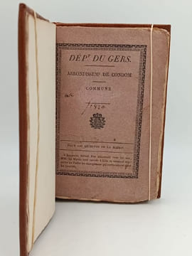 Annuaire du Département du Gers pour l'année bissextile 1820, avec le système Toaldo orné d'une gravure . Gers - Auch