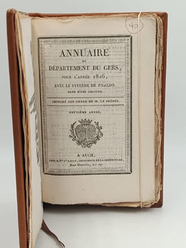 Annuaire du Département du Gers pour l'année 1826, avec le système Toaldo orné d'une gravure . Gers - Auch