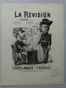 A mon ami Domejean. La Révision. Chansonnette créée par Bourgès à l’Horloge… Paroles de F. Dupuy et Maader, Musique de P. Bourgès.