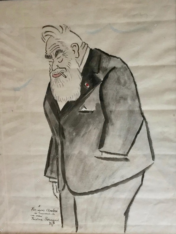 Portrait charge de Tristan Bernard.. BIB , pseudonyme de Georges Breitel (1888 - 1970), dessinateur sociétaire des Humoristes.