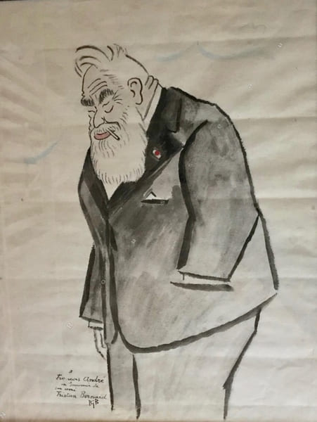 Portrait charge de Tristan Bernard.. BIB , pseudonyme de Georges Breitel (1888 - 1970), dessinateur soci&eacute;taire des Humoristes.