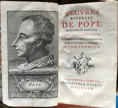 Oeuvres diverses de Pope. Traduites de l'anglois. Nouvelle édition considérablement augmentée avec de très belles figures en taille douce. . ...