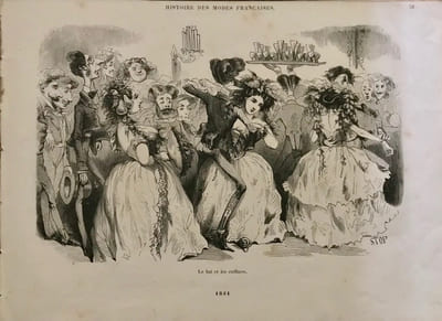 Autour de la Table. Album de l'Histoire des Modes françaises. Johannot - Valentin - Janet-Lange- Forest- Cham - Fragonard, etc… 110 dessins.