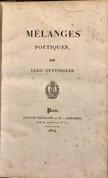 Mélanges poétiques par Ulric Guttinguer.. GUTTINGUER Ulric.