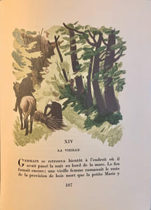 La Mare au diable illustrée de trente-neuf illustrations par Pierre Gandon gravées sur bois par Gilbert Poilliot. Deux desso