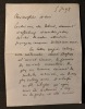 Lettre autographe signée, à Léon Lavedan,  sans lieu, du 5 janvier (18) 98.. OLLIVIER Emile ( Marseille 1825 - St Gervais les Bains 1913), Homme ...