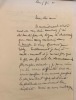 Lettre autographe signée , de Paris, le 5 fév. (19)61.. KLINGSOR Tristan (La Chapelle-aux-Pots, 1874 - Le Mans, 1866), peintre, poète, musicien.