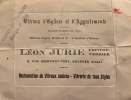 2 lettres autographes signées à Monsieur Marnier-Lapostolle, au Château de Sancerre.. JURIE Léon (Bourges 1879-1947) peintre verrier.