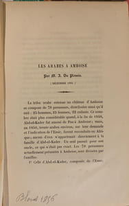 Les Arabes à Amboise par M.A. Du Plessis ( décembre 1851).