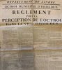 D&eacute;partement de l'Indre. Octroi municipal d'Issoudun. R&eacute;gelement pour la perception de l'octroi dans la vile d'Issoudun.. (BERRY - OCTROI).