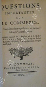 Trois Textes sur l'Agriculture et l'Economie politique : Considérations sur les moyens de rétablir en France , les bonnes espèces de bêtes à laine - Questions importantes sur le Commerce... Discours pour et contre la réductionde l'intérêt naturel de l'argent.