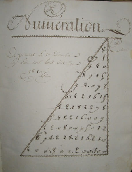Manuscrit de Pierre MAGES ( de Pionsat, Puy-de-Dome) , tenu en 1809- 1810.. MANUSCRIT - MATHEMATIQUES, CALCUL.