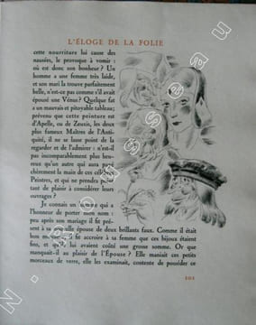 L'Eloge de la Folie par Erasme dans la traduction de Gueudeville avec des pointes sèches originales de Maurice Leroy.. ( LEROY Maurice) - ERASME, ...