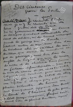 Des Cinémas pour les Poilus.. ( MANUSCRIT ) - DAYOT Armand.