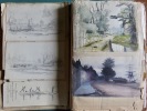  Ensemble de 212 dessins originaux à l'encre, crayon ou aquarelle, représentant les environs de Saint-Valéry et autres lieux de Picardie ou des ...