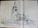  Ensemble de 212 dessins originaux à l'encre, crayon ou aquarelle, représentant les environs de Saint-Valéry et autres lieux de Picardie ou des ...