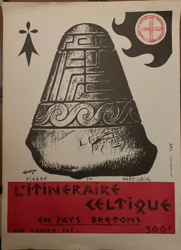 Affichette pour la sortie du livre de Georges Thorix "L'itinéraire Celtique en Pays Bretons ". 1953 . AFFICHE - BRETAGNE.