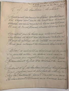 Le Premier Poème Européen. L'If, le bouleau et le chêne.. MANUSCRIT - ROGER, A.