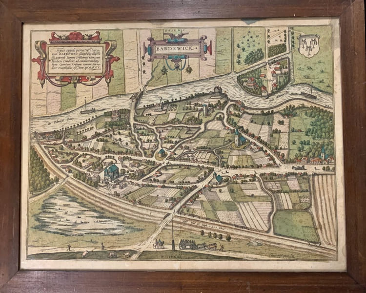 PLAN  DE LA VILLE DE BARDEWICK , d'apr&egrave;s le dessin de Daniel Frese de 1588. (Typus Oppidi peruetusti saxonum Bardewiki sumptibus illustris et ....). ...