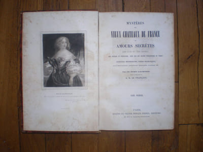 Mystères des vieux châteaux de France ou amours secrètes des rois et des reines, des princes et des princesses, ainsi que des grands personnages du temps. Aventures mystérieuses, scènes dramatiques, faits merveilleux, apparitions, revenants, fantômes, etc.
Par une société d'archivistes.
Tome premier(2,3,4,5 et 6)

Paris. Eugène et Victor Penaud Frères. (1846-48)