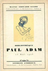 Catalogue de la bibliothèque Paul Adam
