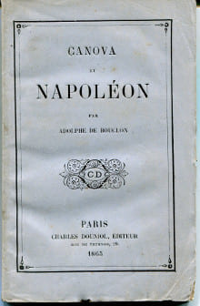 Canova et Napoléon. Bouclon, Adolphe de
