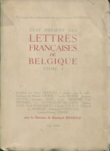Etat présent des Lettres françaises de Belgique tome I