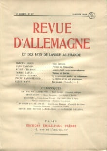 Revue d'Allemagne et des pays de langue allemande - n° 27 janvier 1930. Collectif
