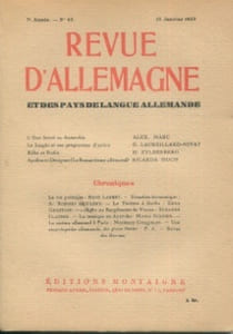 Revue d'Allemagne et des pays de langue allemande - n° 63 janvier 1933