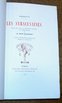 L'Oaristys. (Relié Avec :) Les Syracusaines. THEOCRITE