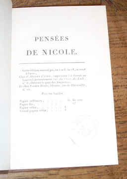 Pensées de Nicole, de Port-Royal, précédées d'une Introduction, et d'une Notice sur sa personne et ses écrits, par M. Mersan. NICOLE (Pierre)