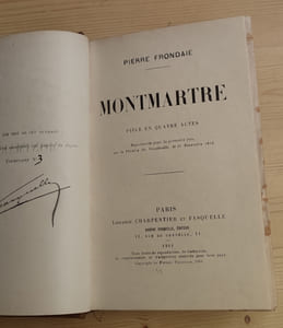 Montmartre. Pièce en quatre actes. représentée pour la première fois sur le Théâtre du Vaudeville ,le 24 novembre 1910