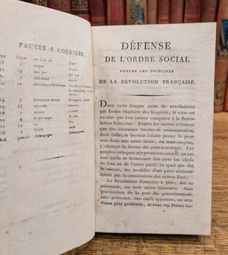 Défense de l'ordre social contre les principes de la Révolution Française. DUVOISIN Jean-Baptiste (Abbé)