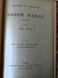 Souvenirs et anecdotes de Joseph Bailly (1801-1831) - Extrait de la Revue des Etudes historiques (novembre-décembre 1904) - Paris Alphonse Picard et Fils 1904